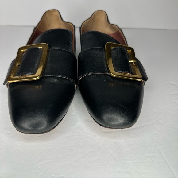 Bally Switzerland Janelle Leather Black Flat/Slipper Gold Accent Sz 37 (US 6.5) - Picture 4 of 12